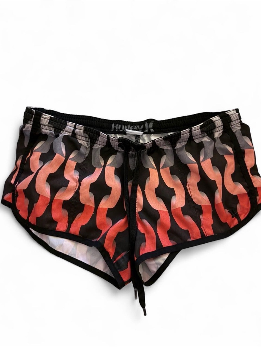 Hurley Women’s Small Black Coral Geometric Athletic Running Shorts